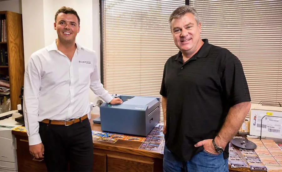 Director Marketing at Colordyne Taylor Buckthrope with John J.W. Fallon III, President of Glenoaks Food