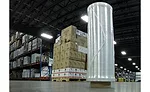 Roll of stretch wrap in front of pallet