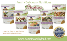 Bambino's baby food creates meals in resealable pouches