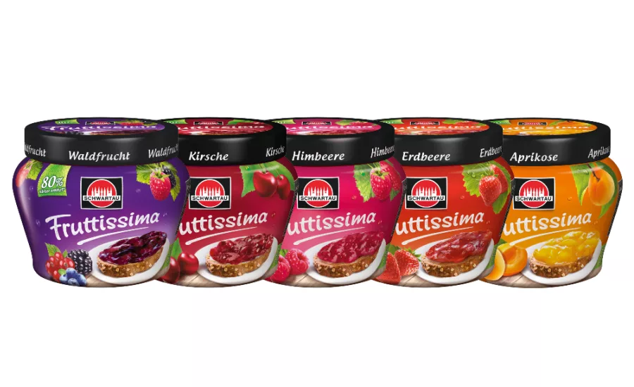 Nnew glass jar packaging for FRUTTISSIMA fruit spreads