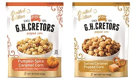 Pumpkin Spice Caramel Corn and Salted Caramel Popped Corn with Pretzels add to G.H. Cretors® line of Obsessively Delicious™ products
