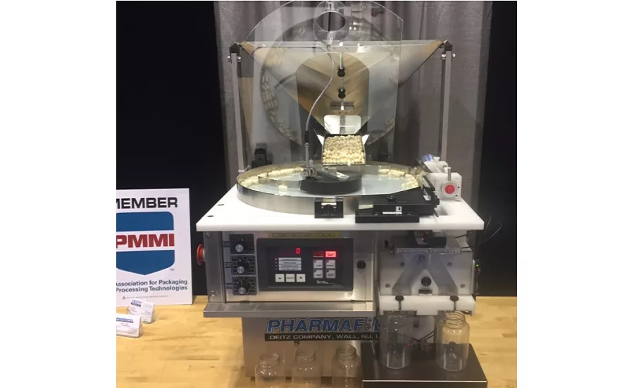 Deitz's new tabletop pill vounter automatically counts and fills bottles