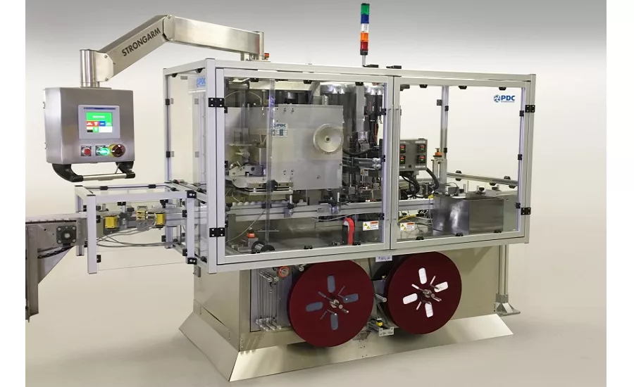 Combo machine integrates neck bander, conveyor, shrink tunnel & inspection