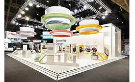 Avery Dennison Label Expo booth made from label waste