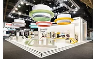 Avery Dennison Label Expo booth made from label waste