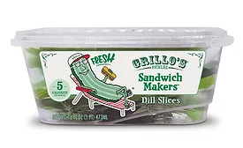 Grillo's Pickle Slices Redesign Packaging in Stackable Container