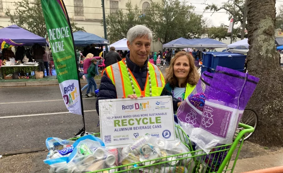 Mardi Gras can recycling