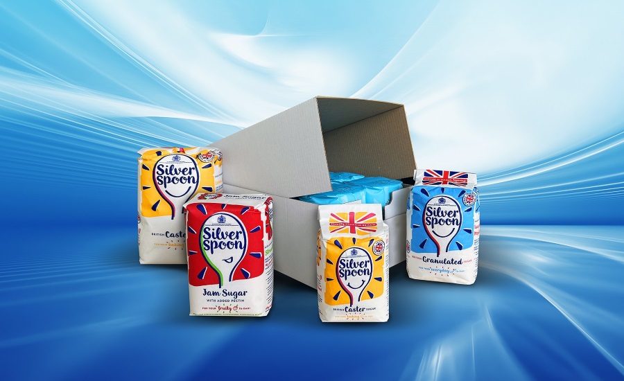 Silver Spoon sugar packages placed around a package of Silver Spoon packages