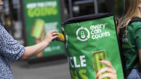 People using Every Can Counts recycling backpacks