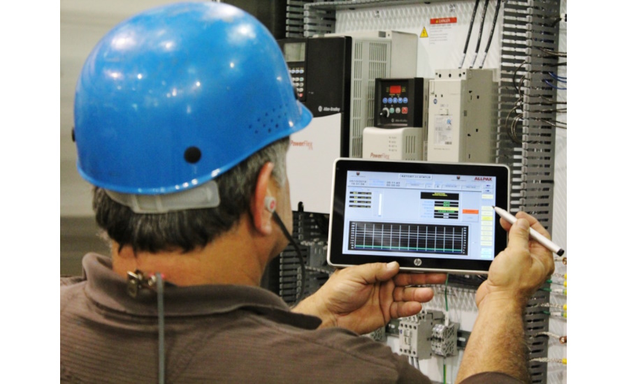 Employee using Mobile HMI (Human Machine Interface)