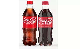 Before and after image of new Coca-Cola bottle