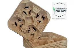 PFP's 4-cup carriers made using wheat straw pulp.