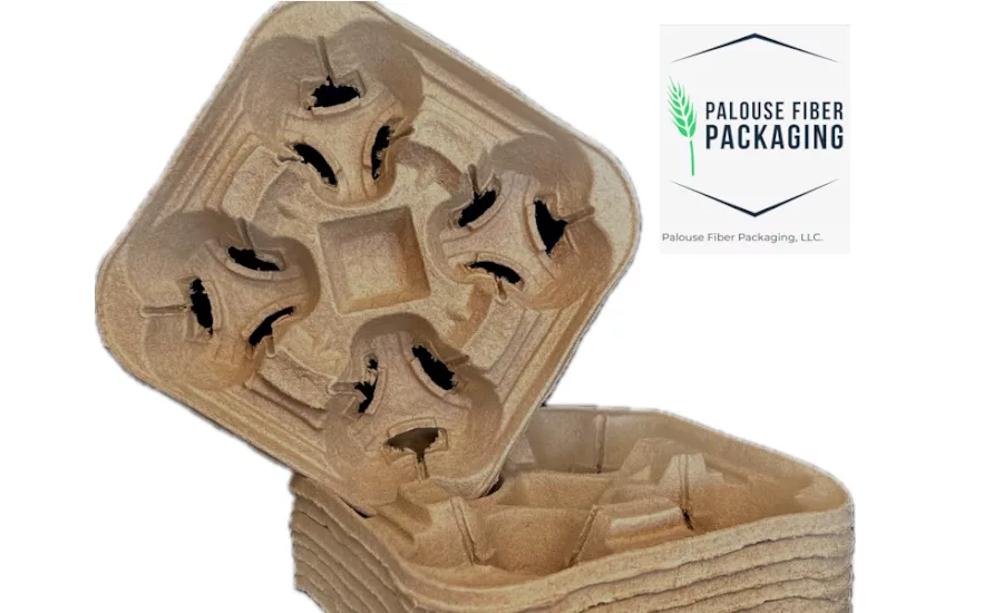 PFP's 4-cup carriers made using wheat straw pulp.