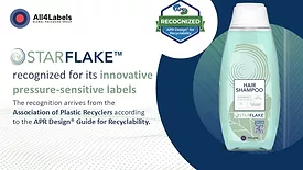 Shampoo bottle employing All4Labels STARFLAKE pressure-sensitive label