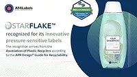 Shampoo bottle employing All4Labels STARFLAKE pressure-sensitive label