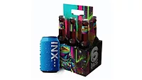 INX-designed can next to multipack of bottles.