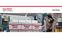 Winpack boxes being wrapped Text: ExxonMobil Signature Polymers Case Study