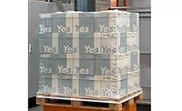 Image of pallet wrapped in new film created by ExxonMobil Signature Polymers and XL Recycling.