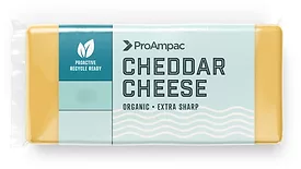 Image of chunk cheese packaged in ProAmpac’s ProActive Recycle-Ready film.