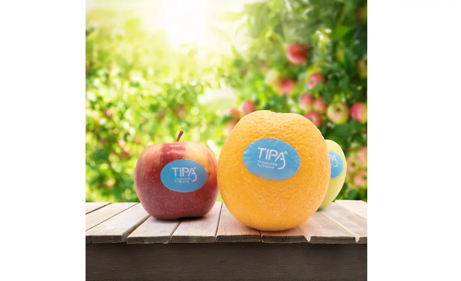 Image of fresh produce using TIPA Compostable Packaging’s home-compostable labels.