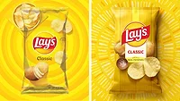 Image of Lay’s old packaging on the left and Lay’s new packaging on the right.