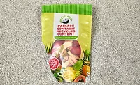 Image of flexible packaging made from recycled resins.