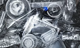 Plastic containers cleaned and ready for recycling