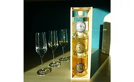 Image of stackable 3 Tres Tequila bottles