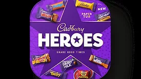 Top view of Cadbury Heroes paper tub