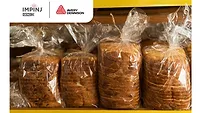 Image of Impinj and Avery Dennison logos against a backdrop of loaves of sliced bread in flexible packaging.