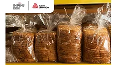 Image of Impinj and Avery Dennison logos against a backdrop of loaves of sliced bread in flexible packaging.
