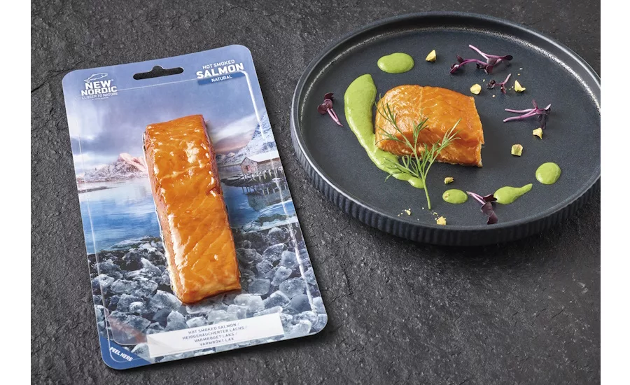 Smoked salmon packed using SEALPAC traysealing equipment. 
