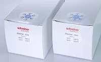 Image of folding boxes incorporating the transparent deep-freeze seal from Schreiner MediPharm.