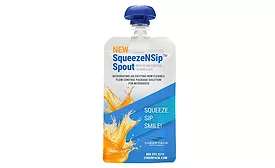 Image of pouch package incorporating Cheer Pack N.A.’s new SqueezeNSip™ spout.