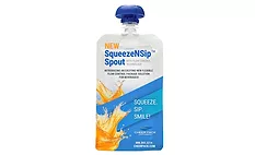 SqueezeNSip-Spout Image of pouch package incorporating Cheer Pack N.A.’s new SqueezeNSip™ spout.