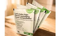 Image of flexible packages featuring BASF’s certified home-compostable biopolymer ecovio.
