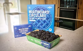 Image of frozen pie packaging incorporating Multiboard CirculaRR food barrier packaging.