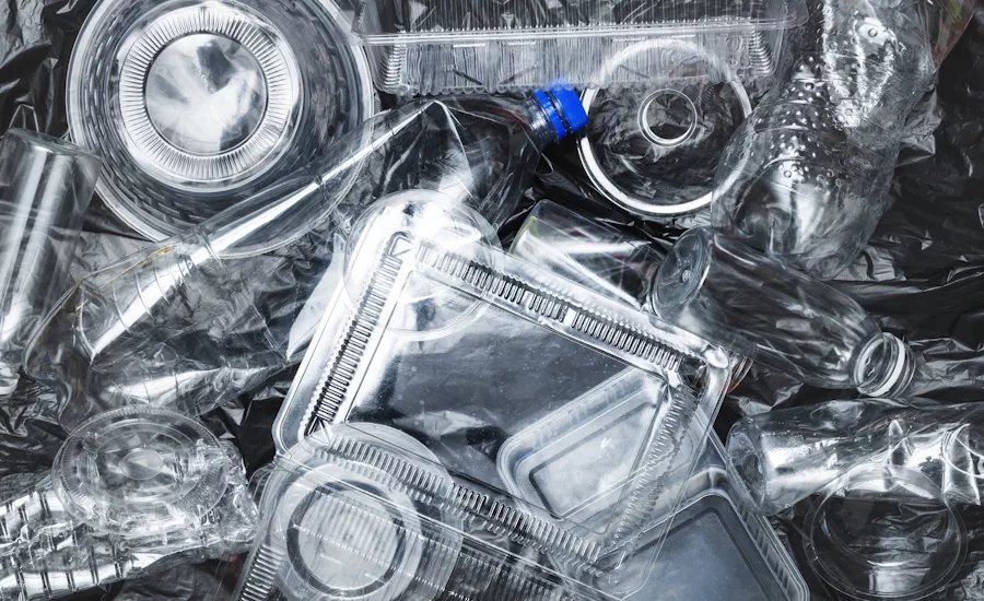 Image of plastic containers cleaned before recycling