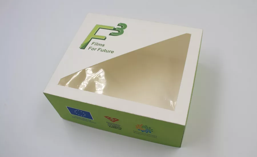 Image of package incorporating F3 cellulose-based film.