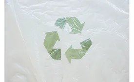 Image of recycle symbol on flexible material