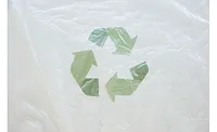 Image of recycle symbol on flexible material