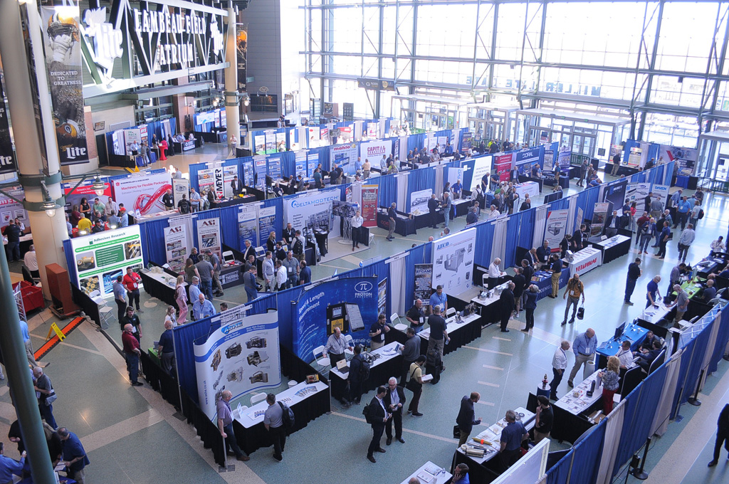 A view of the Converters Expo exhibit floor at Lambeau Field