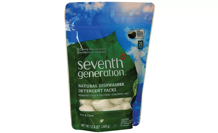 Seventh Generation's first recyclable dishwasher pods package