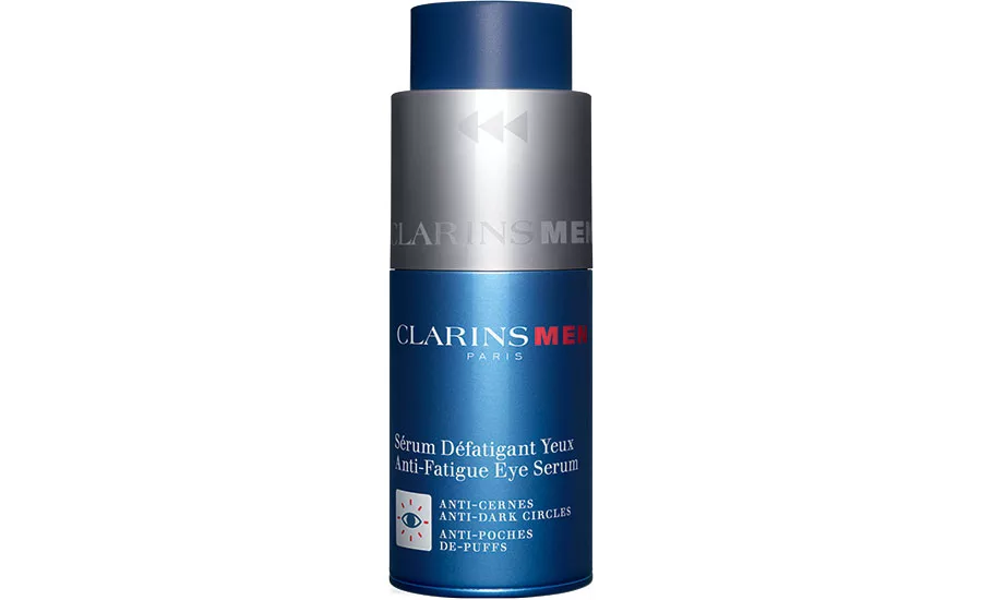 Clarins ant-fatigue eye serum and revitalizing gel just for men feature a turn-up dispenser