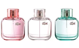 LaCoste's alligator is back on the perfume bottles of three new scents