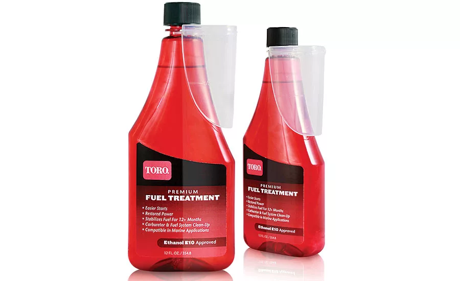 Berlin Packaging and Lube Tech's Toro bottle with measuring cup for fuel treatment products