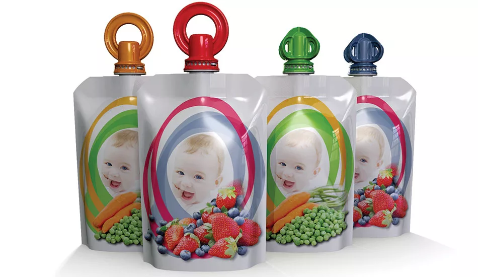 Aptar has two new child-friendly spouted pouch packages