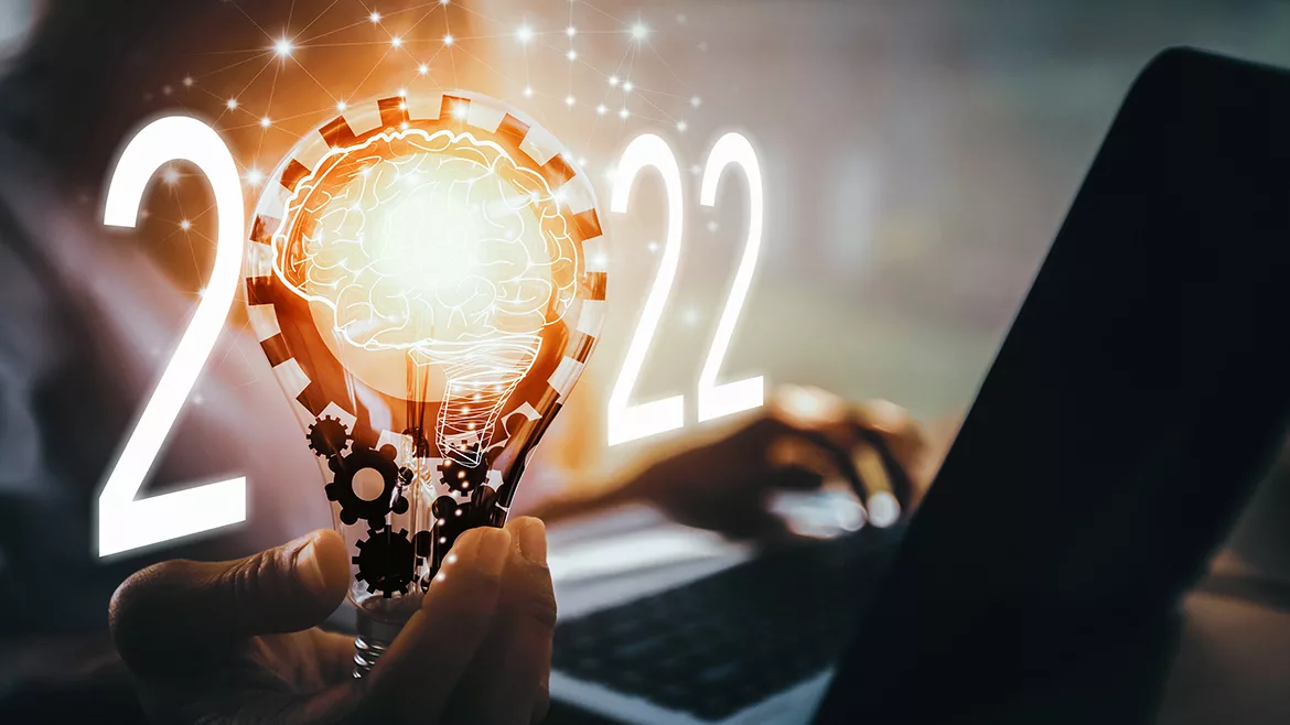Concept of idea and innovation with 2022