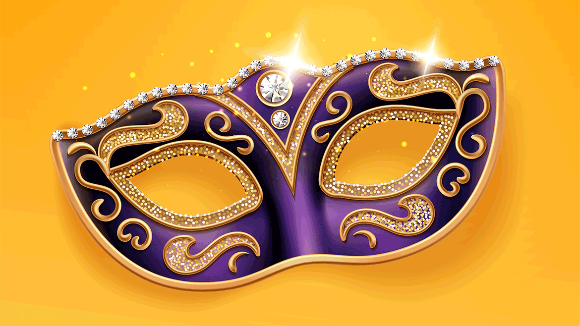 Shining diamonds on carnival mask