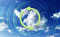Recycle icon on clear sky background